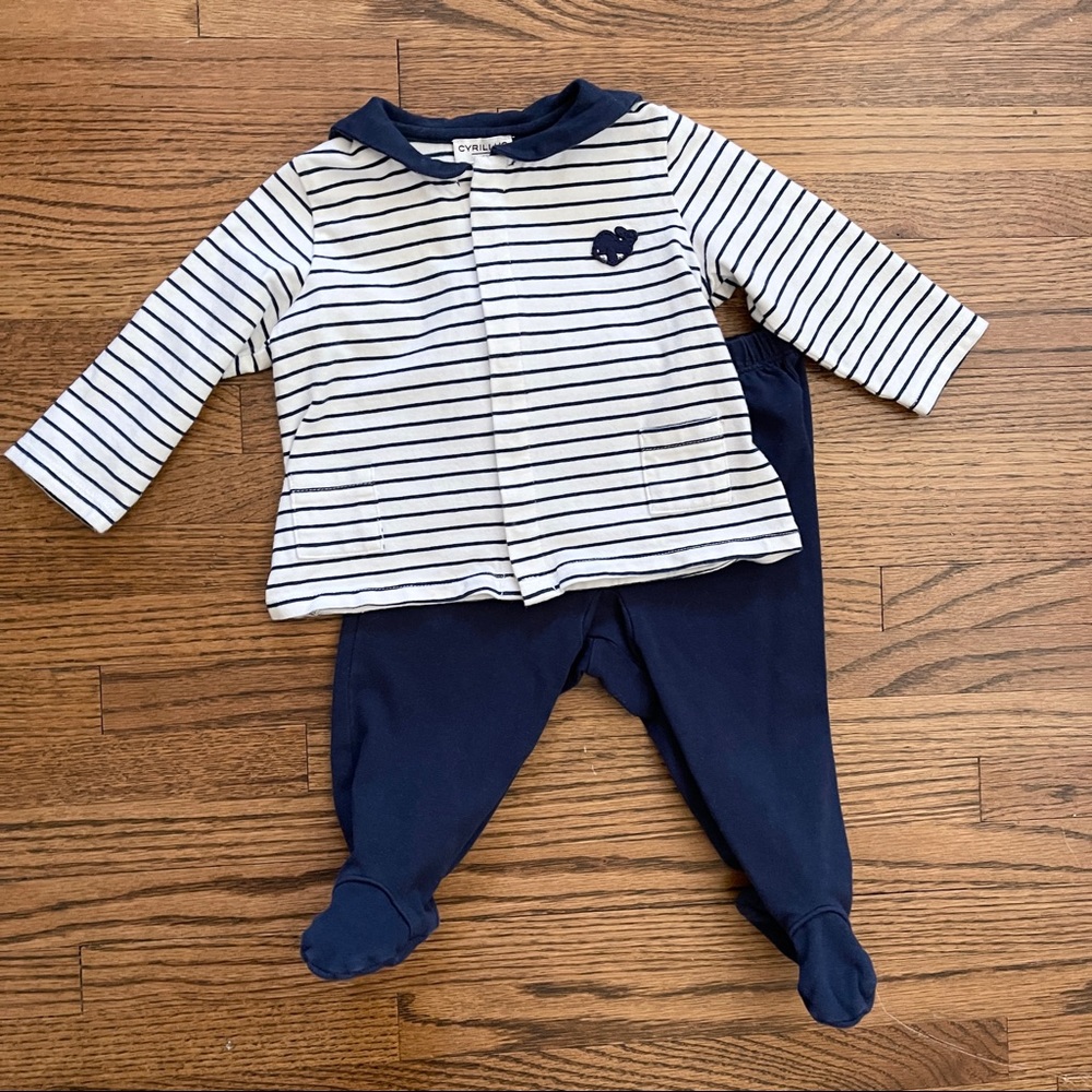 Cyrillus Paris french baby footie 2 pc set
